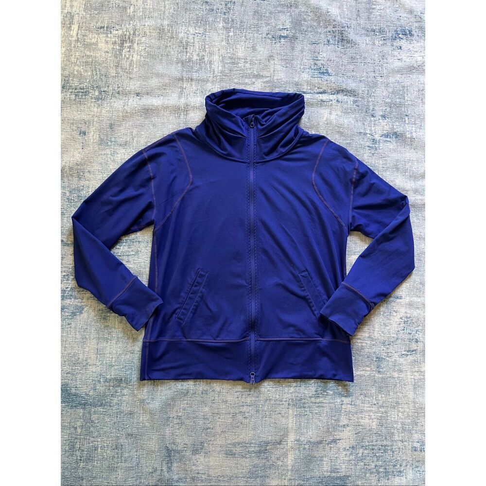 Zella Indigo Blue High Mock Neck Athletic Jacket Women's Large